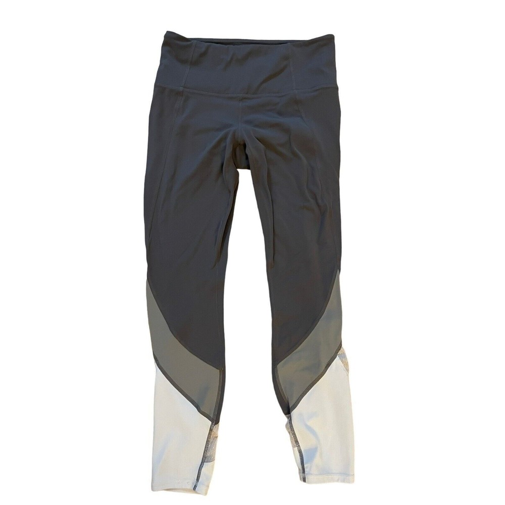 Athleta Women's Salutation Leggings Colorblock High Waist 281493 Gray White Sz S